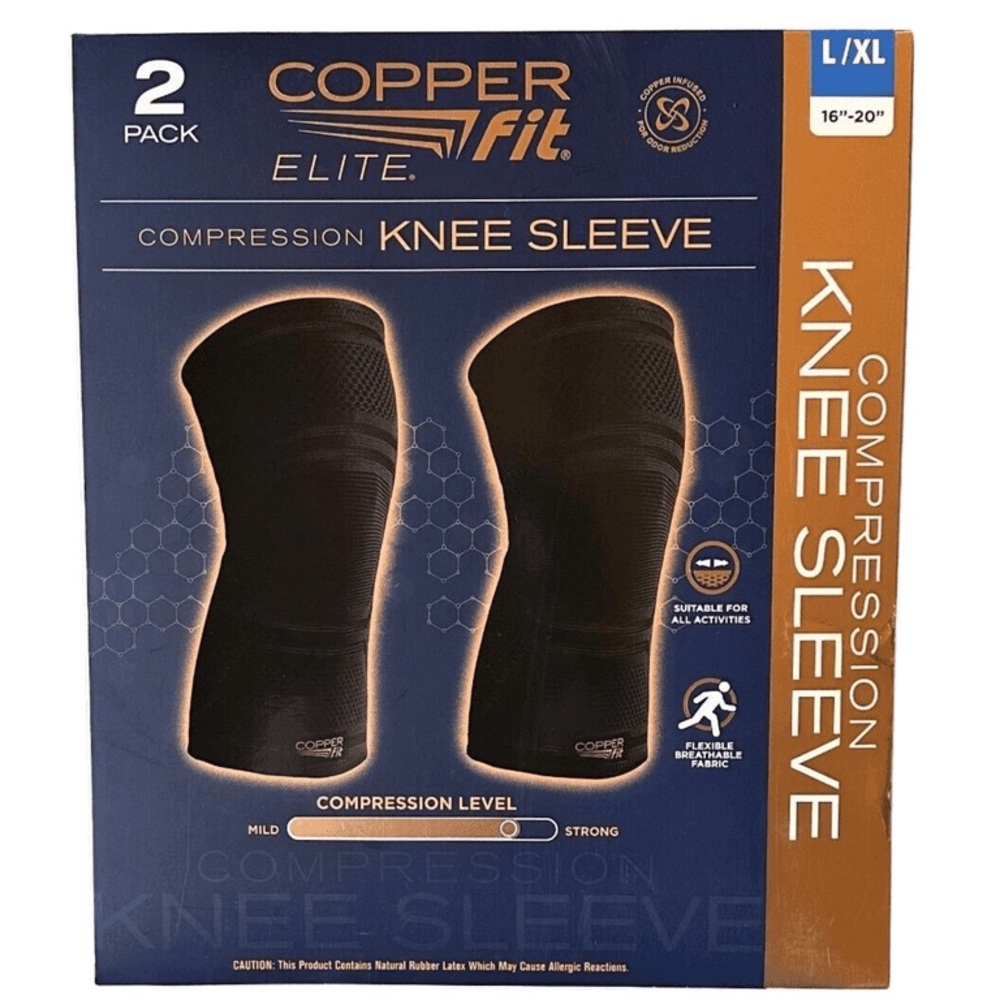 Copper Fit Elite L/XL Odor Reducing Copper-Infused Knee Compression Sleeve